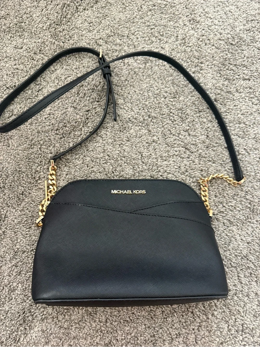 Michael Kors Black Crossbody with Gold Chain Accent